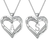 Poklon srebrni abecedni slovo Dainty Početna slova Ogrlica za privjesak za srce Ogrlica od srca za žene