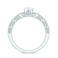 Solitaire Moissite Angažman prsten, zlatni filigranski prsten za žene, 14k bijelo zlato, SAD 8.50