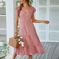 Corashan Fashion Ženska haljina, žensko proljeće i ljetni V-izrez polka tački cvjetna haljina s čipkom