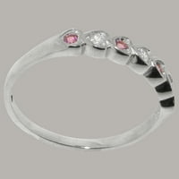 Britanski sterling srebrni kubični cirkonijski i prirodni ružičasti turmalin ženski vječni prsten -