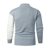 Muški džemper okrugli vrat dugih rukava s dugim rukavima Srednja dužina boja blok toplo pulover jesen