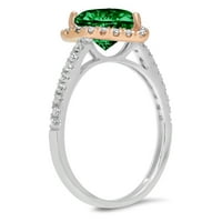 2.27ct Heart Cut zeleni simulirani smaragd 18K tone zlatne godišnjice Angažovanje halo prstena veličine