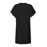 Na ljetnim haljinama za čišćenje za žene Mini kratki rukav modni haljina od punog posada ležerne haljine crne m