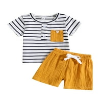 Thaisu Toddler Baby Boys Ljetna odjeća setovi kratki rukav prugasti majica Tors Shorts TrackSuits