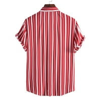 Ljetna košulja za muškarce prevelizirani fit s prugastim printom casual majica s kratkim rukavima niz majice Laisure Brzo sušenje bluza za plažu TOP crveni s
