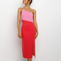 Ženska moda Soild Color Print asimetrična zabava haljina bez rukava, kupite jednu ili dvije veličine