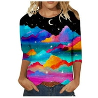 Clearsance jesenski bluze za žene za žene Crewneck Fall Modni labavi ležerni tiskani pulover