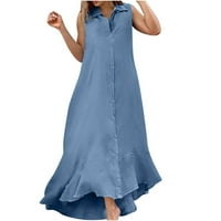 Ženske ljetne haljine Ljetne haljine za žene Flutter Fit & Flare vjenčanica Plava L