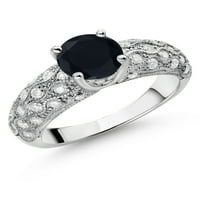 Gem kamen kralj sterling srebrni crni i bijeli moissan zaručni prsten za žene