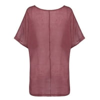 Yyeselk posteljine za žene casual scoop vrat kratkih rukava ugodne bluze trendy čisto boje labavi fit