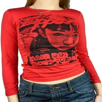 Canrulo ženski portretni print gornji dio dugih rukava majica E-Girl Graphic Print Tine Dye Pulover
