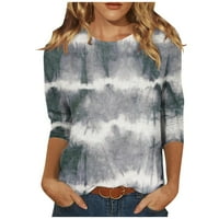 Ženska modna casual rukav gradijentna pruga ispisana o o-vrat pulover majica na prodaju vrh na prodaju