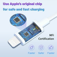 Apple MFI certificirani kabel za punjač 6ft, munja do USB kablovske kabele stopalo, brzo punjenje, jabučni