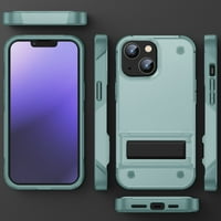 Dizajniran za iPhone CASE, sa skrivenim Kickstanom vojnom razredom Zaštita od prašine Hybrid Hard Kickstand Kućište za muškarce Žene za iPhone 14, zeleno