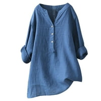 Labavi gumb Down Bluza Stavite čvrstu rukavu ovratnik duga povremena ženska majica Ženska bluza