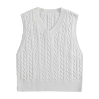 Džemper za žene džemper prsluk moda retro geometrijski V-izrez bez rukava bez rukava rukavac bez rukava