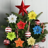FamyFamy Chrismas Glitter Umjetno cvijeće Božićni ukras vijenac Modni veliki oštar uglovi Multicolor
