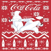 Muška Coca Cola ružan božićni polarni medvjed grafički tee crveno heather maleno