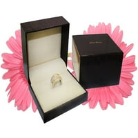 Zaručni prstenovi za žene okrugli sjajni halo prstenovi Criss-Cross Shank 14k bijelo zlato 1. karata