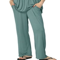 Avamo Žene Baggy elastični struk casual hlače Loungewear Solid Boja Široke pantalone za noge Obično
