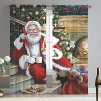 Božićne zavjese Santa Claus Drapes Vintage Tretmani za spavaću sobu Prozor zavjesa luksuzni šipka Dnevna
