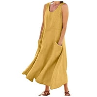 Tking Modni ženski ljetni ljetni Ležerne prilike labave boje haljine bez rukava Ok džepom maxi haljine