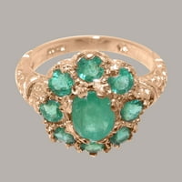 Britanci napravio 9k ružičasto zlato prirodne smaragdne žene Obećani prsten - Opcije veličine - Veličina