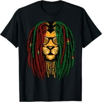 Reggae Lion Dreatlocks Wild Cat Rasta Afrika Rastafarska majica Crni medij