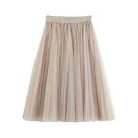 Ženska linija nagnuta suknja Sredina dugačka tutu suknja ruffle mrežica vintage h šifon visoka struka