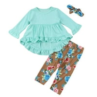 Bagilaanoe Toddler Baby Girl Long Hlače ruffle rukava A-line haljina + cvjetna pantalona + traka za