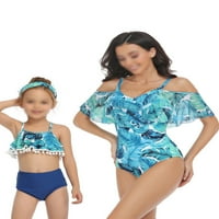 GLONME MOM Girls Obiteljski kupaći kupaći kostimi bez rukava bez rukava s rukavima Cvjetni print High