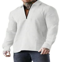 LUMENTO MENS POLO majica Zipper Bluza dugih rukava za muškarce Ležerne prilike pulover Comfy rever vrat