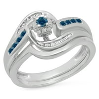 DazzlingRock kolekcija 0. Carat 10k Blue & White Diamond Twisted angažman prsten za uključivanje CT,