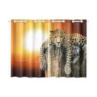 Leopard prozor za zavjese za zavjese za zavjese, skup od 2