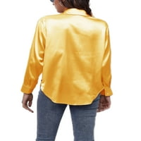 Niveer dame košulje dugih rukava bluza rever na vrhu vrata elegantna gumba košulje tunike dolje đumbira