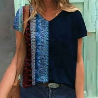 Clearsance Prodaja Jeftini vrhovi za žene Ženska kauzalna v-izrez za štampanje kratkih rukava majica