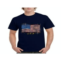 - Muška majica kratki rukav, do muškaraca veličine 5xl - Američki zastava SAD-a u zlatu