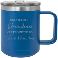 Samo najbolji djedi se promoviraju u sjajnu djed od nehrđajućeg čelika za vakuum i izolirana od putne kafe šalice sa klizačem, plavom bojom