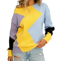 Žene Moderan džemper s rombičnim dukserom dugim rukavima Crewneck Velike veličine Pukovnik za žene Djevojke