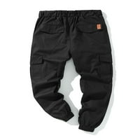 Muška vježba konusna elastična struka pakove pamučne čvrste joggere hip hop teretne hlače s više džepova