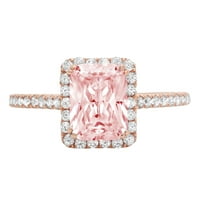 1.96ct smaragdni rez ružičasti simulirani dijamant 14k ružičasto zlato Angažovanje halo prstena veličine