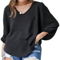 Majica Bomotoo za žene V izrez TEE lisnatni rukavac majica modne tučke bluze Dnevno odjeljenje pulover