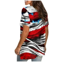 Bluze za žene plus veličine kratkih rukava V-izrez grafički otisci Slobodne majice 4xL