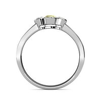 Žuti safir i dijamant tri kamenog prstena 0. CT TW u 14k bijelo zlato.Size 8.5