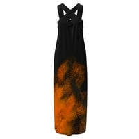 Ljetne haljine za žene gradijent ispis labavo sandress dugačak Crisscross Split plaža s džepom Dužina