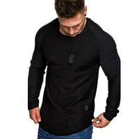 Tking modni muškarci Jesen zimski pulover s dugim rukavima TOP T dušica za majicu bluza - crna 3xl