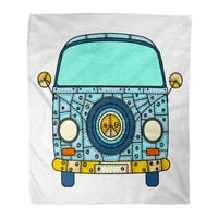 Bacanje pokrivača toplo cosy print flanel vintage auto mini kombi u zentagulama Popularni autobus model