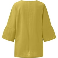 Majice Labakihah za žene Ljeto Žene rukavske posade Cvjetni ispisani labavi top T Top T košulje posteljina