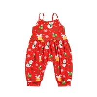 Inevenn Božićna toddler Djevojka Snimke za spagete Spaphetti remen Romaper bez rukava Preukupne hlače