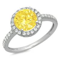 1.85ct okrugli rez žuti simulirani dijamant 18k bijeli zlatni angažman halo rublje veličine 3,5